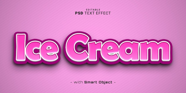 PSD efecto de texto 3d de helado