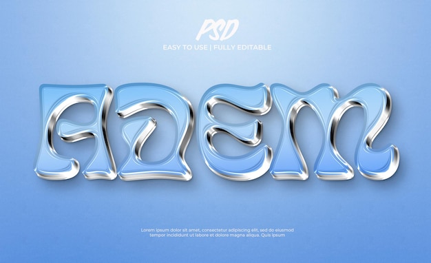 Efecto de texto 3d de hielo azul