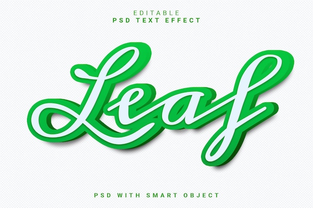 Efecto de texto 3d de hoja