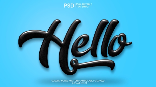 PSD efecto de texto 3d inflado negro