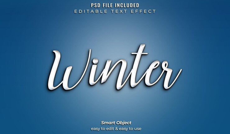 PSD efecto de texto 3d de invierno