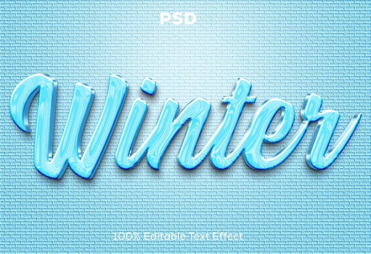 PSD efecto de texto 3d de invierno