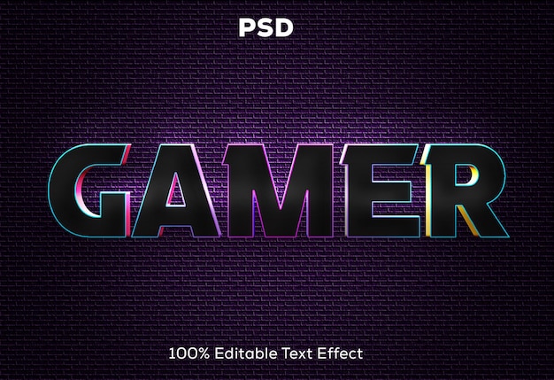 Efecto de texto 3d de juegos visuales