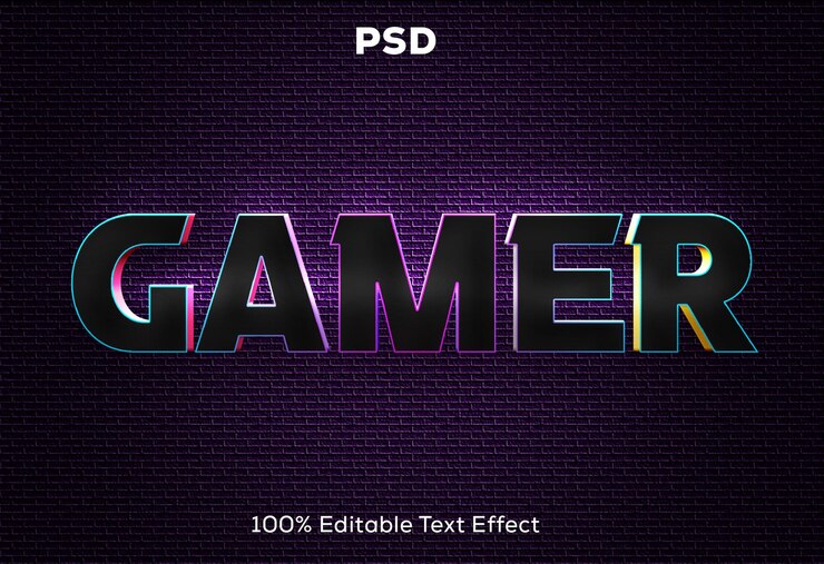 PSD efecto de texto 3d de juegos visuales