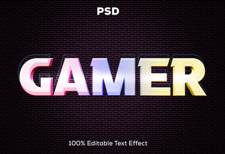 PSD efecto de texto 3d de juegos visuales