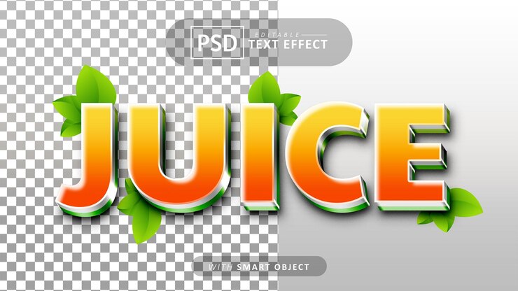 PSD efecto de texto 3d de jugo editable