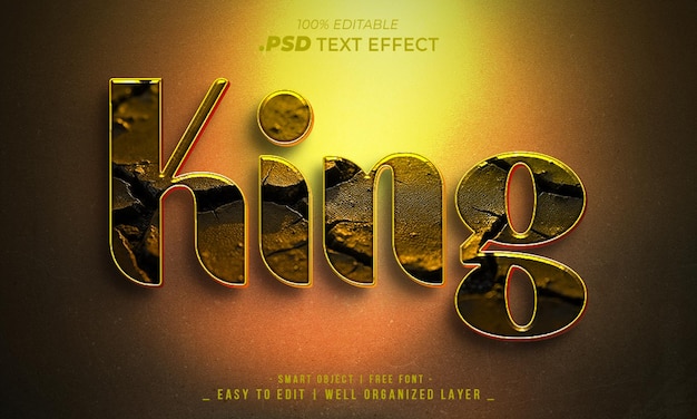 El efecto de texto 3D de King Gold