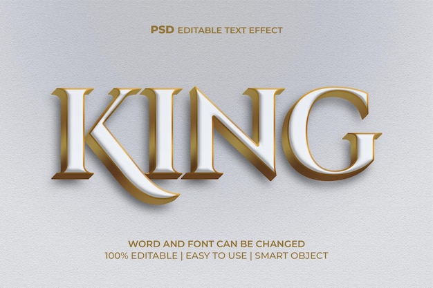 Efecto de texto 3d king de lujo