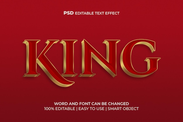 Efecto de texto 3d king de lujo