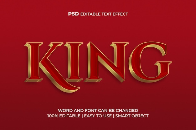 Efecto de texto 3D King de lujo