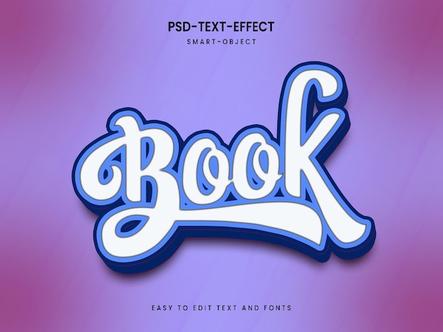 Efecto de texto 3d de libro PSD