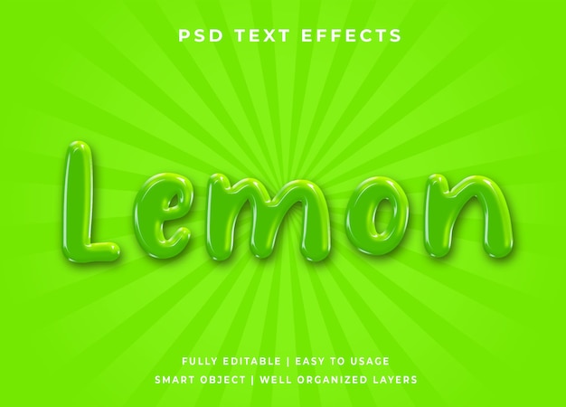 Efecto de texto 3d limón