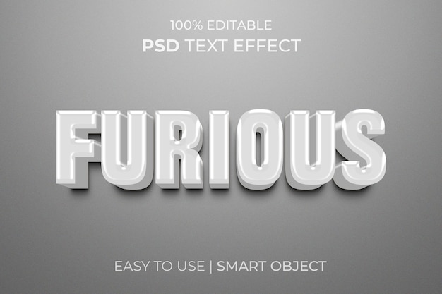 PSD efecto de texto 3d de lujo editable furioso