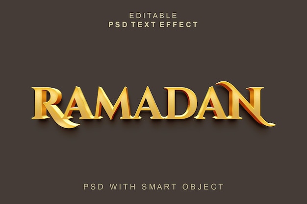 Efecto de texto 3d de lujo de ramadán