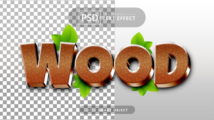 PSD efecto de texto 3d de madera editable