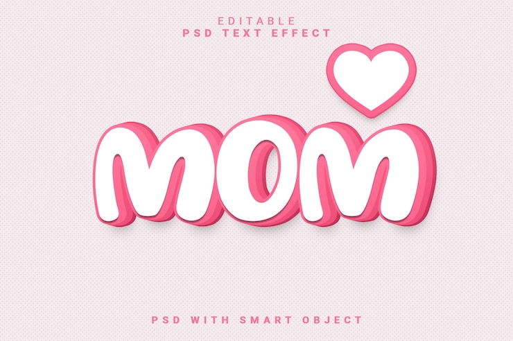 PSD efecto de texto 3d de mamá