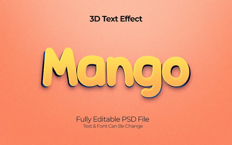 PSD efecto de texto 3d de mango psd