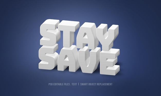 Efecto de texto en 3D para mantenerse a salvo