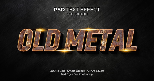 Efecto de texto 3d de metal antiguo