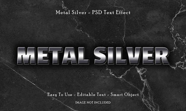 PSD efecto de texto 3d de metal plateado