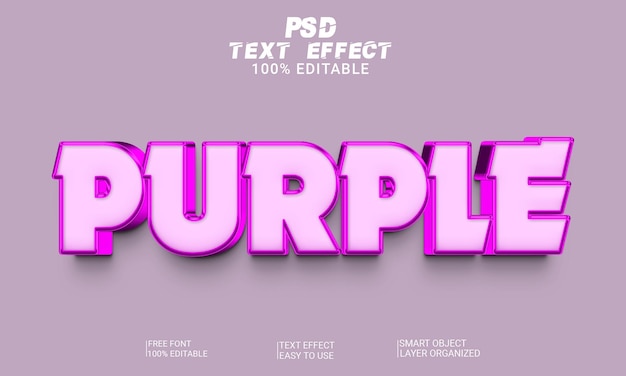 Efecto de texto 3d morado