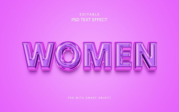 PSD efecto de texto 3d para mujeres editable