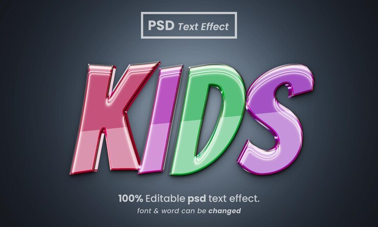 PSD efecto de texto 3d múltiple para niños