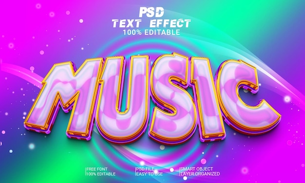 PSD efecto de texto 3d de música archivo psd