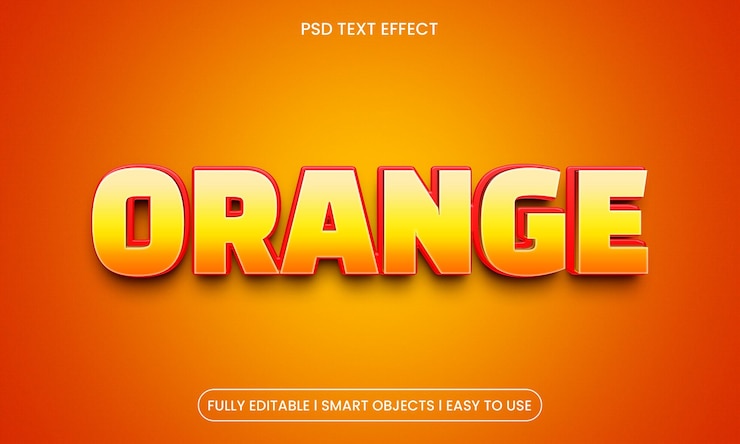 PSD efecto de texto 3d naranja