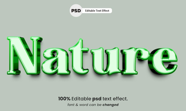 Efecto de texto 3d de naturaleza efecto de texto psd editable verde