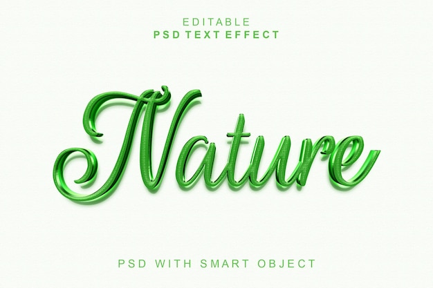 Efecto de texto 3d de naturaleza con fondo blanco