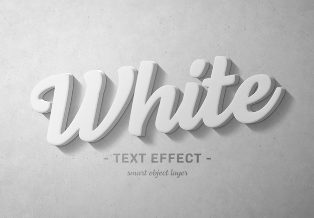 PSD efecto de texto 3d en negrita blanco