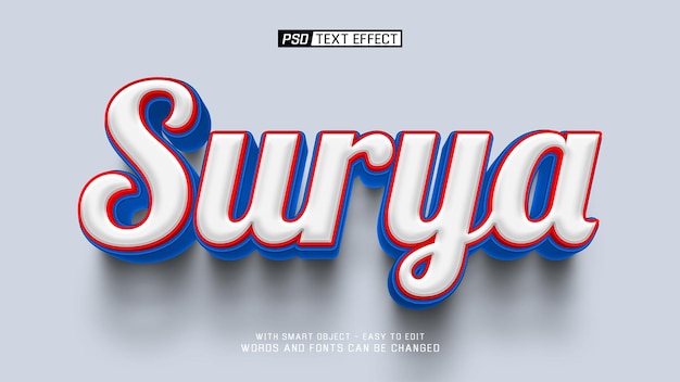 Efecto de texto 3D en negrita de Surya