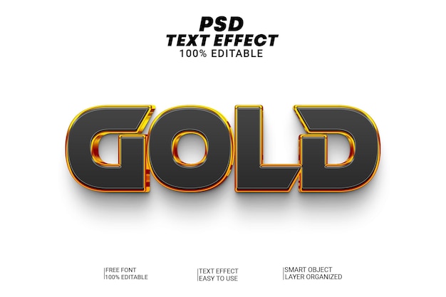 Efecto de texto 3D negro y dorado LUXURY