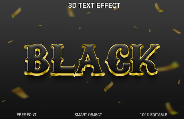 Efecto de texto 3D en negro editebel archivo