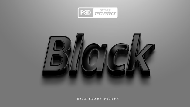 Efecto de texto 3D en negro