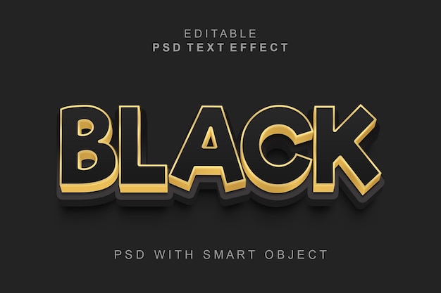 Efecto de texto 3D en negro