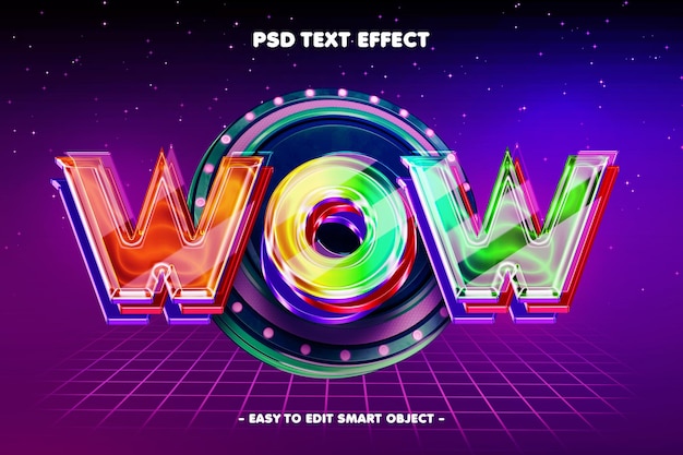 PSD efecto de texto 3d de neón colorido