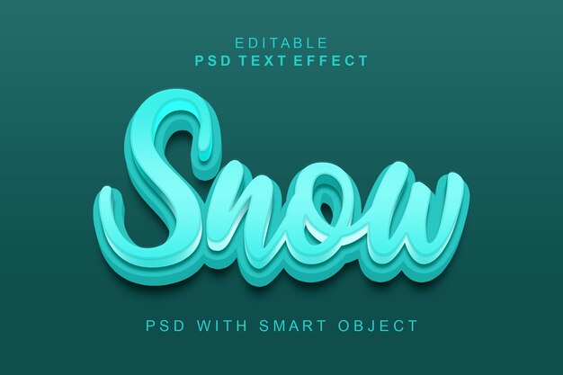 Efecto de texto 3d de nieve