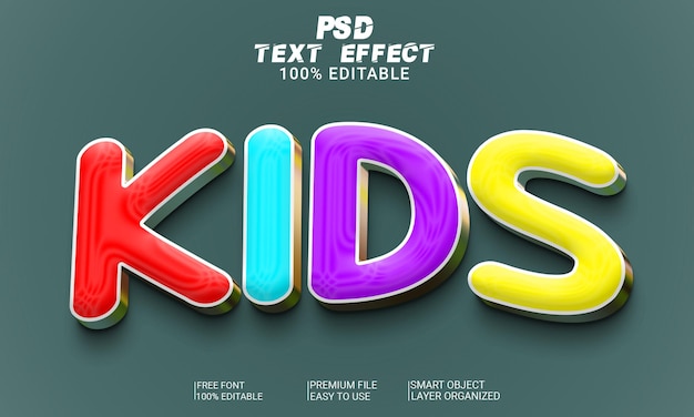 Efecto de texto 3d para niños archivo psd