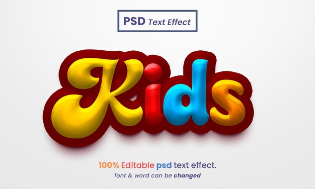 Efecto de texto 3d para niños efecto de texto psd de varios colores