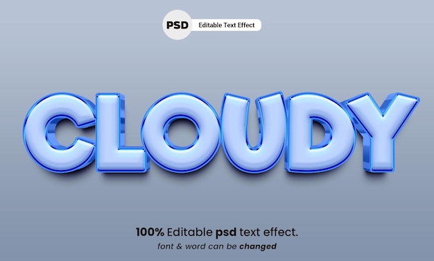 PSD efecto de texto 3d nublado efecto de texto psd editable