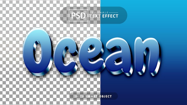 PSD efecto de texto 3d océano editable