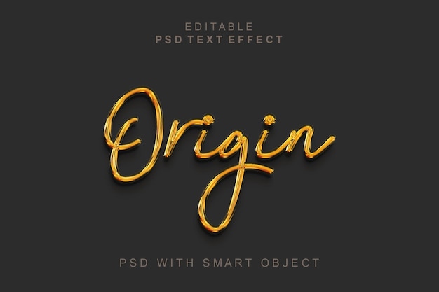 PSD efecto de texto 3d de origen