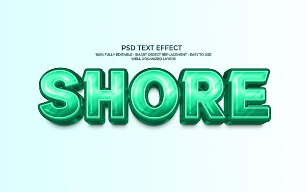 Efecto de texto 3D de la orilla