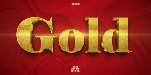 Efecto de texto 3D de oro editable