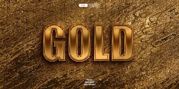 Efecto de texto 3D de oro editable