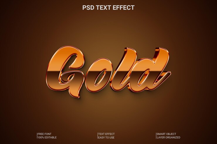 Efecto de texto 3D de oro editable
