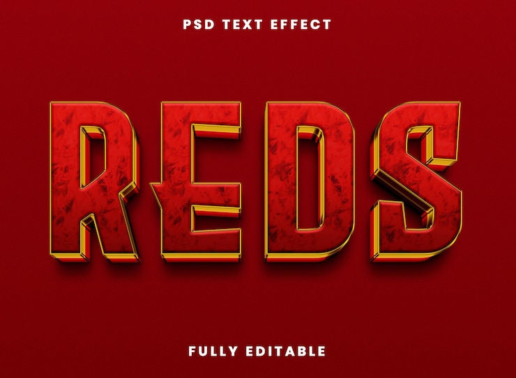 PSD efecto de texto 3d de oro rojo