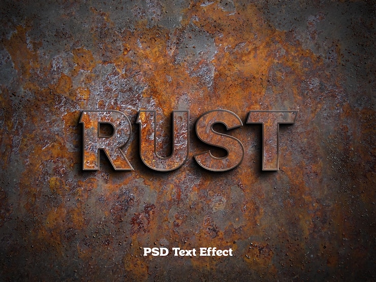 PSD efecto de texto 3d oxidado